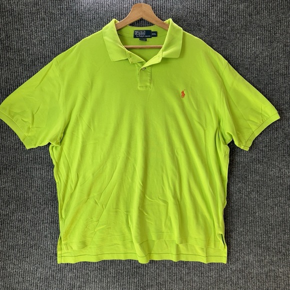 Vintage Polo Ralph Lauren Shirt Mens XXL Lime Green Golf Mesh Polo Preppy Beach‎ - Picture 1 of 6